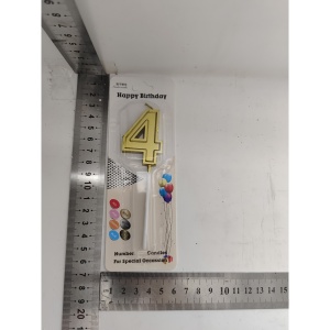 Lumanare pentru Tort Cifra 4, Flippy, 4.8 cm, Anivesare, Aurie - Img 2