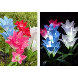 Lumina solara LED tip Crin cu 4 flori, inaltime 80 cm, pentru gradina, Flippy - Img 2