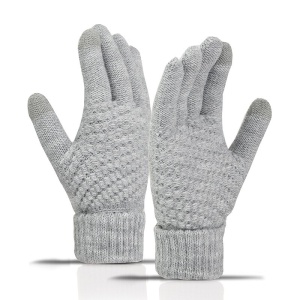 Manusi de Dama, Flippy, Functie Touchscreen (ecran tactil), Material Acril Tricotat, Manseta Elastica, Interior Catifelat, Marime Universala, Gri - Img 2