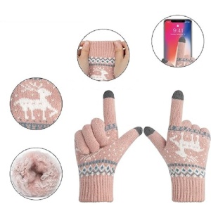 Manusi de Dama, Flippy, Model Ren, Functie Touchscreen (ecran tactil), Material Acril Tricotat, Manseta Elastica, Interior Catifelat, Marime Universala, Roz - Img 3