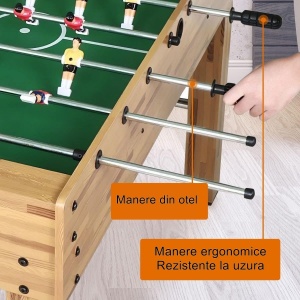 Masa de Fotbal cu Teren si 21 Jucatori Flippy, 8 Manere, cu Tablou pentru Scor, din Metal, Lemn si ABS, 120 x 61.5 x 81 cm, cu Picioare, pentru copii/adulti - Img 4