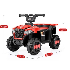 Masinuta Electrica Flippy, pe 4 Roti, Tip ATV, cu Acumulator, Sistem Anti-Rasturnare, Sistem de Lumini si Sunet, 2-5 Ani, 70 x 43 x 48 cm, Rosu - Img 6