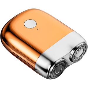 Mini Aparat de Ras Electric, Flippy, din ABS cu Fibra de Carbon, Portabil, Cap Rotativ Detasabil cu 2 Lame de Otel, Rezistent la Apa, Incarcare Type-C, Autonomie 45 min, Portocaliu - Img 3