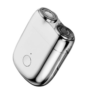 Mini Aparat de Ras Electric, Flippy, din ABS cu Fibra de Carbon, Portabil, Cap Rotativ Detasabil cu 2 Lame de Otel, Rezistent la Apa, Incarcare Type-C, Autonomie 45 min, Argintiu - Img 1