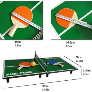 Mini Masa de Ping Pong Flippy, pentru interior, Material Lemn, 60 x 10 x 30 cm, 2 mingi, portabila, verde - Img 2