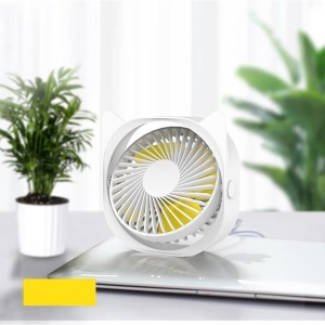 Mini ventilator pentru birou cu usb, Flippy, rotire 360 grade, 3 viteze, 13.5 x 12,8 cm, Alb - Img 2
