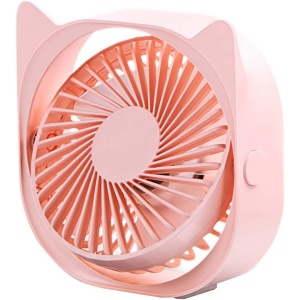 Mini ventilator pentru birou cu usb, Flippy, rotire 360 grade, 3 viteze, 13.5 x 12,8 cm, Roz - Img 5