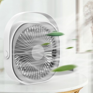 Mini ventilator pentru birou cu usb, Flippy, rotire 360 grade, 3 viteze, 1500 mA, 13.5 x 12,8, Alb - Img 5