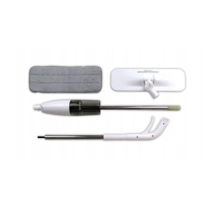 Mop plat, Flippy, cu pulverizator, pentru uz casnic, plastic, rezerva de mop din microfibra, 125x40 cm, Alb/Negru - Img 6