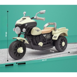 Motocicleta Electrica Flippy, cu Acumulator, cu Sistem Anti-Rasturnare, Sistem de Lumini si Muzica, Cutie de Depozitare, 1-8 Ani, 93 x 43 x 58 cm, Alb - Bej - Img 2