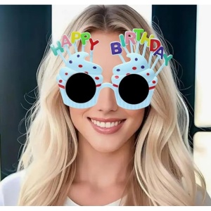 Ochelari Happy Birthday, Flippy, Tematica Aniversare, Protectie Soare, din Plastic, Model Prajiturele, 18.5x11.5 cm, Albastru - Img 5