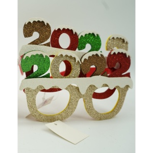 Ochelari petrecere de Revelion, 2022, Bej, din Plastic si Poliester, Flippy - Img 2
