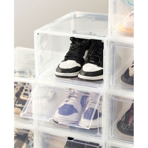 Organizator de Pantofi, Flippy, din PP+ABS, Usa Frontala Magnetica, Rezistenta la Praf, Anti-Oxidare, Utilizare Multipla, 36 x 28 x 21 cm, Transparent - Img 3