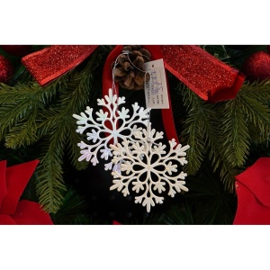 Ornament brad de Craciun, Perlat, in forma de Fulg de nea, 10 cm x 10 cm, Plastic, Flippy - Img 9