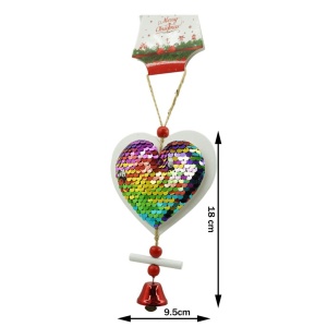 Ornament de brad inima din paiete, Flippy, multicolor, lemn, 18 cm - Img 2
