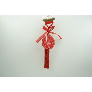 Ornament de brad medalion, Flippy, rosu, lemn, 25 cm - Img 2