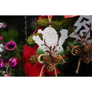 Ornament de brad Mos Craciun cu cerb, Flippy, multicolor, lemn, 18 cm - Img 2