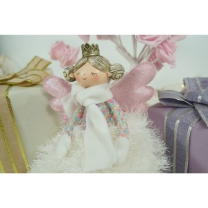 Ornament de Craciun ingeras, Flippy, alb, textil, 26 cm - Img 13
