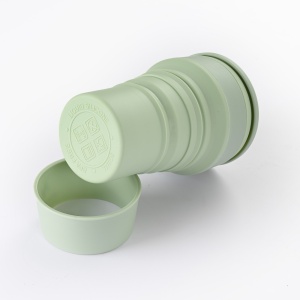Pahar pliabil din silicon Flippy, pentru calatorii, camping, 350 ml, 8.2x6.3x9.1 cm, verde - Img 8