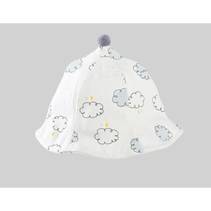 Palarie de Protectie pentru Bebelusi, Flippy, Model cu Norisori Albastri, Pescareasca, de Primavara si Toamna, cu Masca si Fermoar, 42 cm, pentru 0-3 Luni, Bleu - Img 2