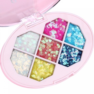 Paleta cu Glitter, Flippy, Varianta 1, 7 Nuante, Pentru Corp si Par, 50 g, Rezistent la Apa, 9.8 x 6.8 cm, Multicolor - Img 1