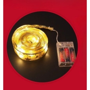 Panglică LED de Crăciun Flippy Aurie, lungime 1 m , 10 LED-uri, Baterii, Alb cald - Img 5