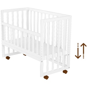 Patut copii din lemn co-sleeper Hubners Matei 94x46 cm alb - Img 4