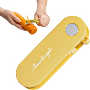 Peeler pentru Legume si Fructe, Flippy, 3.6 x 9.1 cm, Multifunctional, Curatator Pliabil, din ABS si Otel Inoxidabil, Galben - Img 8