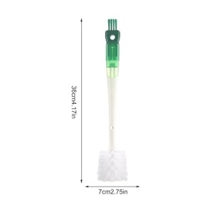 Perie 5 in 1 de Curatat Pahare, Cani, Sticle, Flippy, cu Maner Lung, Accesorii pentru Spalarea Paielor si Capacelor, Usor de Agatat, 36x7x7cm, Verde-Alb - Img 3