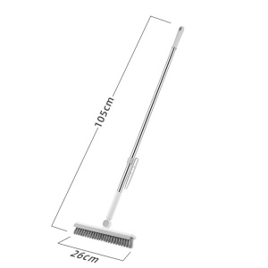 Perie de Curatare pentru Podele si Rosturi, Flippy, Lungime Maner 105 cm, Capat Pivotant 180 Grade, Peri din PP, Otel si Plastic, Cleste pentru Scame si Par Inclus, Alb - Img 5