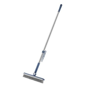 Perie de Curatare pentru Podele si Rosturi, Flippy, Lungime Maner 105 cm, Capat Pivotant 180 Grade, Peri din PP, Otel si Plastic, Cleste pentru Scame si Par Inclus, Albastru - Img 1