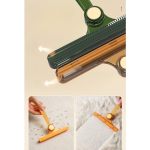 Perie de Indepartare a Scamelor, Flippy, pentru Haine si Par de Animale, cu Doua Fete, Manual, Multifunctional, 12x14.5 cm, Accesoriu pentru Casa, Verde - Img 3