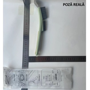 Perie de Sarma pentru Bucatarie, Flippy, din Doua Bucati, Maner Lung cu Gaura de Prindere, Peri din Otel, Anti-Reziduu, Anti-Murdarie, 24.5x2.7x6.7cm, Verde - Img 7