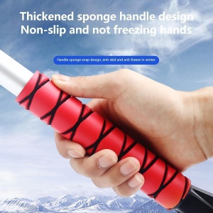 Perie de Zapada cu Racleta pentru Masina, Flippy, Multifunctionala, Demontabila, cu Maner Antiderapant, Aluminiu, Plastic, Fragmentarea Ghetii de pe Parbriz, Solutia pentru Iarna, pentru Dezghetare, 68x24x11.1 cm, Rosu - Img 4