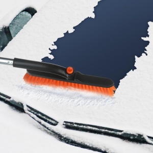 Perie de Zapada cu Racleta pentru Masina, Flippy, Multifunctionala, Rotativa, Demontabila, cu Maner Antiderapant, Telescopica, Aluminiu, Plastic, Fragmentarea Ghetii de pe Parbriz, Solutia pentru Iarna, pentru Dezghetare, Portocalie - Img 6