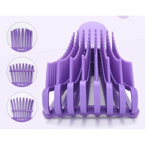 Perie Flexibila, Flippy, pentru Descurcat Par Cret/Umed si Uscat, 8 Brate Mobile, din TPE, 24.5 x 4.5 x 2 cm, Mov - Img 3