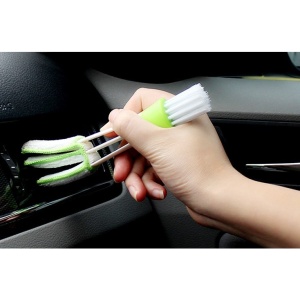 Perie Multifunctionala de Curatare, Flippy, pentru Ventilatie Auto, Doua Capete, Moale, Microfibra, Alb-Verde, 16.25cm - Img 6