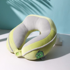 Perna de Calatorie, Flippy, Pentru Gat si Cap, Umplutura din Bumbac, 28x28x10 cm, cu Model Brodat Crocodil Verde - Img 4