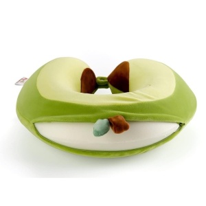 Perna de Calatorie in Forma de U, Flippy, Pentru Gat si Cap, Umplutura din Spuma cu Memorie, 30x30 cm, Model Avocado, Accesoriu de Voiaj, Birou, Masina, Sistem Prindere Capse, Verde - Img 2