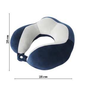 Perna de Voiaj Flippy, Pentru Gat, din Bumbac, 4 Cocoase Pentru Confort, Accesoriu de Voiaj, Birou, Masina, Sistem Prindere Capse, Albastru - Img 2