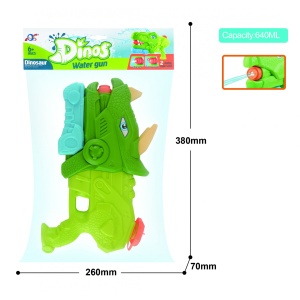 Pistol cu Apa pentru Copii, Rezervor, Pentru Piscina/Plaja, Flippy, 6ani+, Triceratops, 3 duze, Verde, 640ML - Img 2