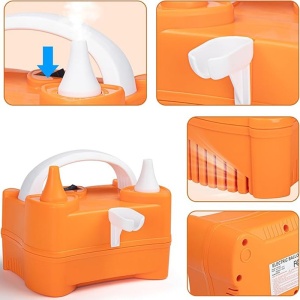 Pompa Electrica de Umflat Baloane, Flippy, cu Doua Iesiri, 220V, Putere 400W, Accesorii petrecere, Portocaliu - Img 3