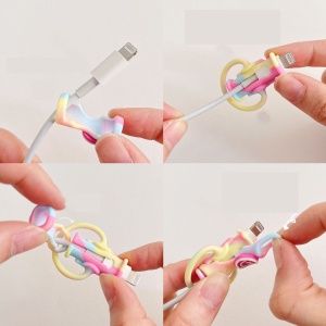 Protectie cablu USB Flippy, din silicon, model 4, multicolor - Img 2
