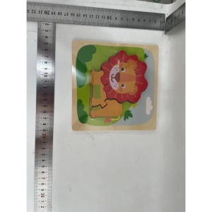 Puzzle Montessori din Lemn pentru Copii, Flippy, 3D, 0-3 Ani, Model Leu, Educativ, Intuitiv, Creativ, 3 Piese, 15x15x0.5 cm, Multicolor - Img 2