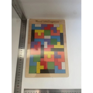 Puzzle Montessori, Flippy, din Lemn, Tip Tetris, +36 Luni, Forme Neregulate, 40 Piese, 26.5 x 17.7 cm, Multicolor - Img 13