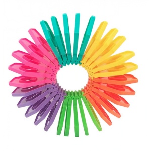 Puzzle pentru copii, Flippy, fidget loop, functie stivuire, bucle, decompresie, curcubeu, 20 cm - Img 6