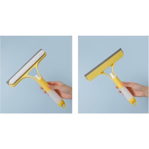 Racleta de Curatare 3 in 1, Flippy, Multifunctional, Pentru Casa si Masina, Pulverizator de Spray, Racleta din Silicon si Burete, 21.5 x 25.7 cm, Galben - Img 6
