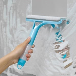 Racleta de Curatare 3 in 1, Flippy, Multifunctional, Pentru Casa si Masina, Pulverizator de Spray, Racleta din Silicon si Burete, 21.5 x 25.7 cm, Albastru - Img 3