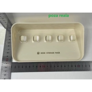 Raft de Depozitare cu Carlig, Flippy, Pentru Chei, Bijuterii, 20.3 x 4.6 x 10.3 cm, Alb - Img 2