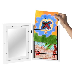 Rama Foto Flippy, din Lemn, cu Spatiu Pentru Depozitare, Pentru Desene si Picturi A4, Sticla Securizata, Rama MDF, Alb - Img 5